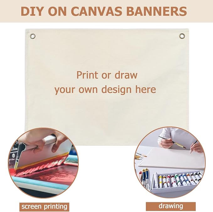 Canvas Banner Hanging Flag Banner for Nursery and Playroom Wall Décor for Kids Trendy Room Décor for Boys and Girls (Blank)