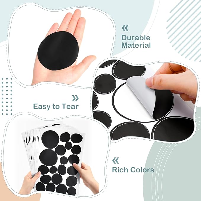 TaoBary 15 Sheet 300 Pcs Irregular Polka Dots Boho Wall Decal Terrazzo Playroom Bedroom Removable Modern Vinyl Boho Wall Stickers (Black)