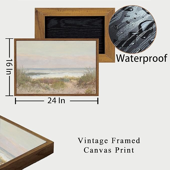 OIQArtOIQ Vintage Landscape Canvas Wall Art Framed Natural Scenery Painting Artwork Prints France Country Wilderness Farmhouse Decor Pictures Kitchen Bedroom Living Room Bathroom