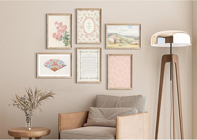 Christian Nursery Wall Art Bible Verse Canvas Wall Decor Girl Floral Wall Art Aesthetic Scripture Pictures Jesus Religious Posters Pink Flower Prints Vintage Artwork for Bedroom 12x16x6 Inch Unframed