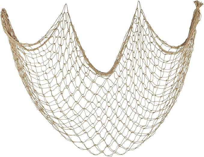ZUEXT Caramel Decorative Fishing Net 5x10 ft, Large Picture Fish Net, Wall Photo Hanging Fishnet for Nautical Mermaid Pirate Ocean Themed Hawaii Beach Under the Sea Party Decorations