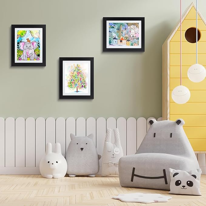 Golden State Art, 10x12.5 Kids Art Frames, Front-Opening Picture Frame Great for Kids Drawings, Artworks, Children Art Projects, Schoolwork, Home or Office (Black, Set of 8)