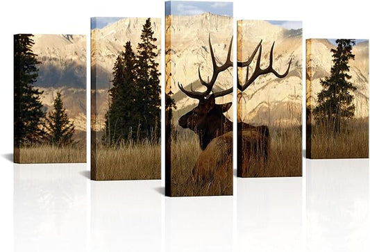 VVOVV Wall Decor - Deer In Autumn Forest Painting Giclee Prints Wildlife Pictures Animal Elk Poster Canvas Art Wall Decor Modern Framed Artwork