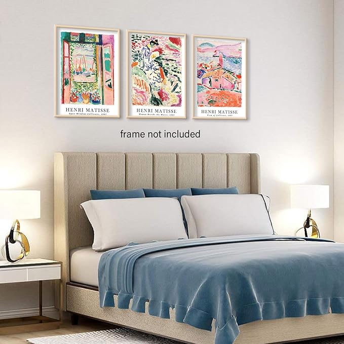 LYPHNX Henri Mattise Poster Wall Art Colorful Abstract Prints Set of 3 Vintage Aesthetic Canva Painting Picuter Floral Botanical Home Decor for LIving Room Bedroom Girls Room 12"x16" Unframed