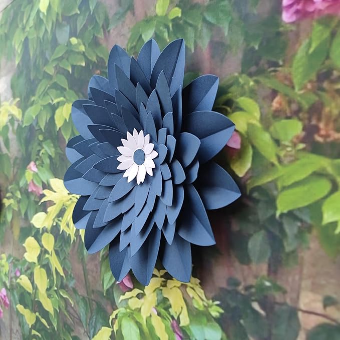 Navy Blue and White Paper Flowers for Baby Boy Shower Nautical Wedding & Bridal Shower Birthday Bachelorette Navy Blue Anniversary Party Decorations 12"-5" Pack of 6
