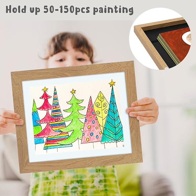 Golden State Art, 10x12.5 Kids Art Frames, Front-Opening Picture Frame Great for Kids Drawings, Artworks, Children Art Projects, Schoolwork, Home or Office (Brown Set of 4)