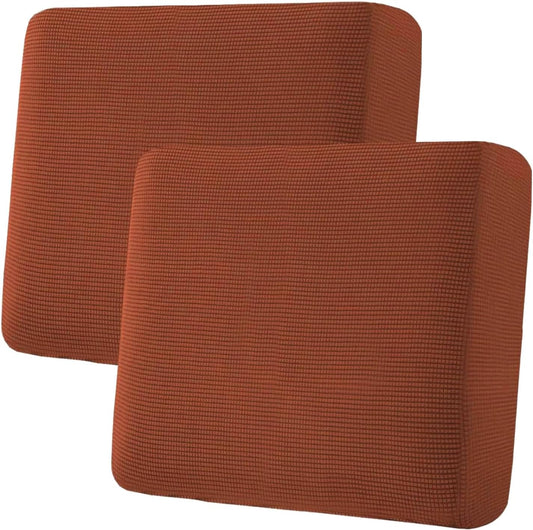 H.VERSAILTEX Super Stretch Individual Seat, Sofa Covers Couch, Cushion Covers Slipcover Sets Thick Jacquard Textured Twill Fabric (2 Piece Large Sofa Cushion Covers, Rust)