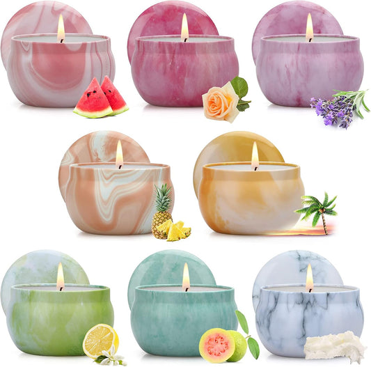 Scented Candles Gifts for Women, 8 Pack Candles for Home Scented, 8% Essential Oil Soy Candle, Stress Relief Gifts for Women, Aromatherapy Candle Set for Birthday, Thanksgiving