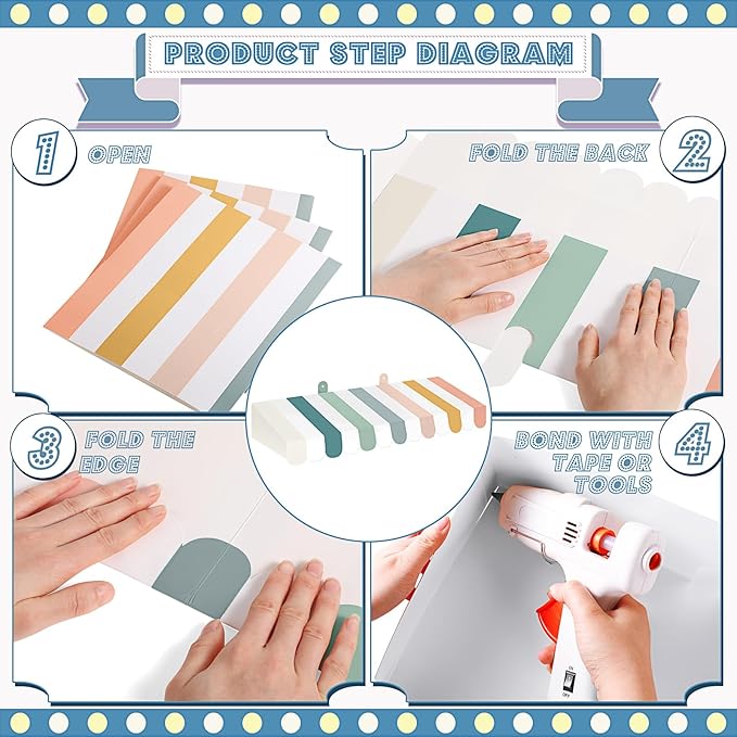 Boao 4 Pack Circus Awning Decoration 3D Stripe Cardboard Awning Carnival Wall Decor Circus Party Favors for Lemonade Stand Bakery Ice Cream Truck Bulletin Board(Morandi Color,Boho Style)