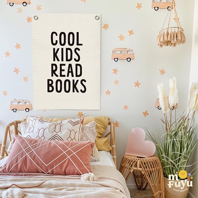 Reading Corner Decor for Classroom,Reading Nook for Kids,Cool Kids Read Books Linen Canvas Banner, Read Corner, Book Lover Gift,School Library Wall Hanging Flag Banner 18x25 Inch