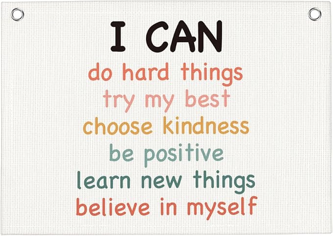 Positive Affirmations Wall Hanging Banner Flag Inspirational Decor for Office Toddler Playroom Nursery Bedroom Trendy Room Motivational Quotes