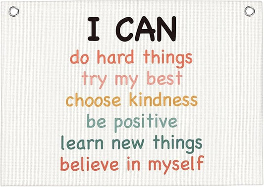 Positive Affirmations Wall Hanging Banner Flag Inspirational Decor for Office Toddler Playroom Nursery Bedroom Trendy Room Motivational Quotes