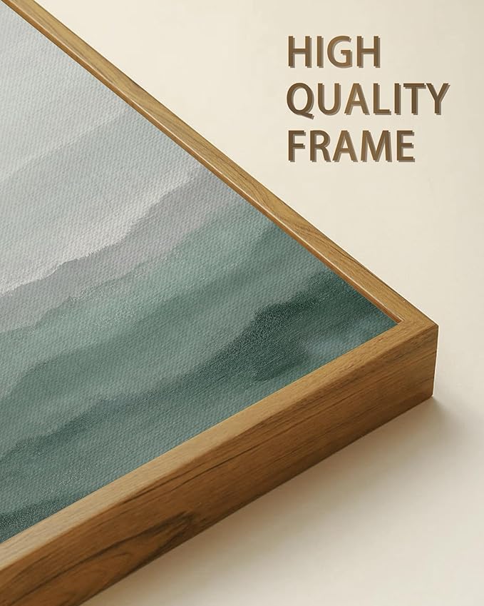 SHENIFY Vintage Landscape Framed Wall Art Foggy Mountain Farmhouse Decor Retro Wilderness Illustrations Decorative for Hallway Living Room Bedroom Dining Room - 24x36in Natural Framed