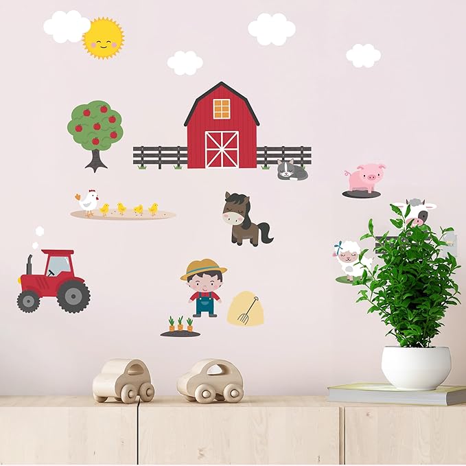 Farm Life Decals - Easy-to-Apply & Removable Wall Stickers: Transform Your Toddlers Bedroom with Durable, Vibrant Peel-and-Stick Wall Decor – Farm Stickers for Kids