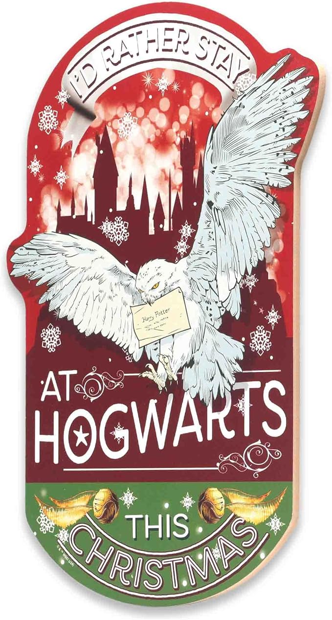 Harry Potter Stay at Hogwarts This Christmas Wood Wall Decor - Fun Harry Potter Christmas Decor for Home