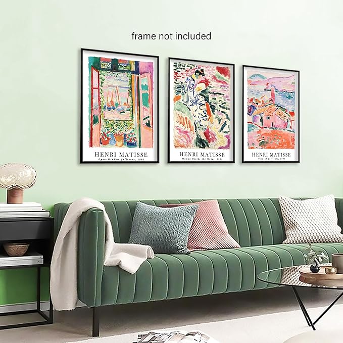 LYPHNX Henri Mattise Poster Wall Art Colorful Abstract Prints Set of 3 Vintage Aesthetic Canva Painting Picuter Floral Botanical Home Decor for LIving Room Bedroom Girls Room 12"x16" Unframed