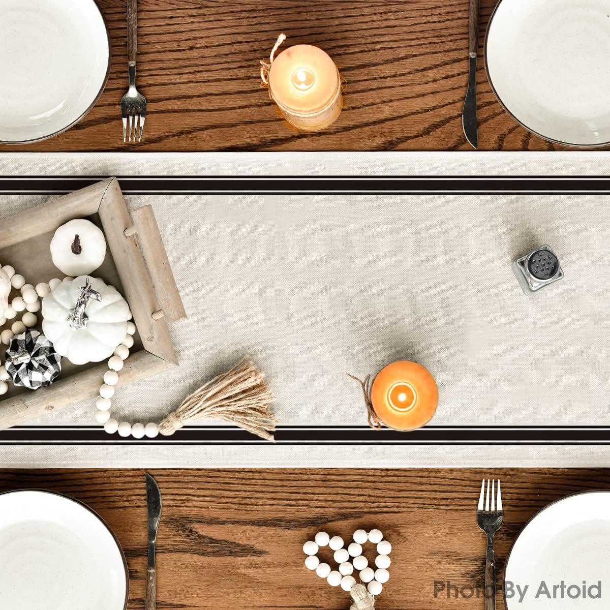 Artoid Mode Hello Fall Pumpkin Table Runner, Seasonal Harvest Vintage Thanksgiving Kitchen Dining Table Decoration for Indoor Outdoor Home Party Decor 13 x 90 Inch