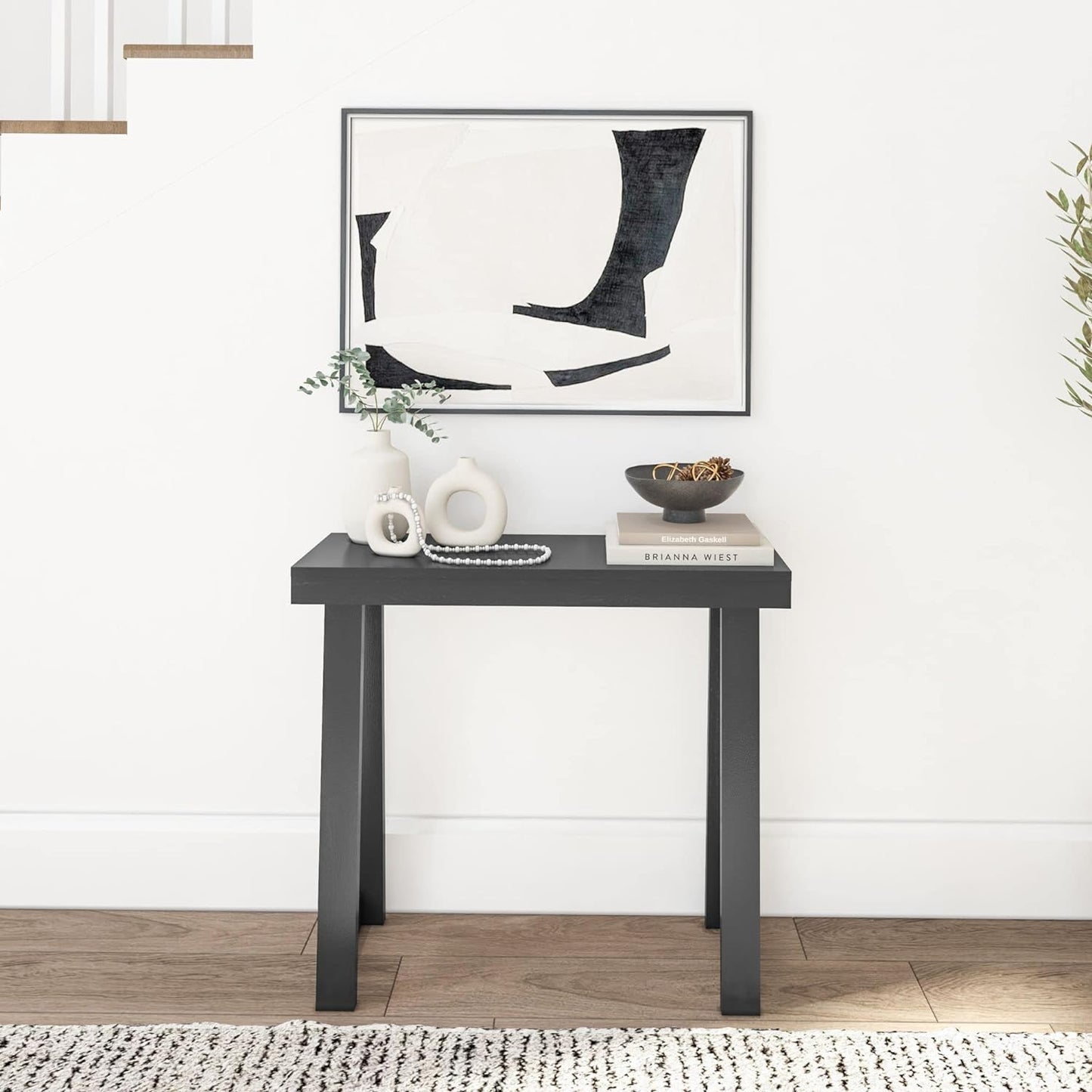 Plank+Beam Solid Wood Console Table, 36 Inch, Sofa Table, Narrow Entryway Table for Hallway, Behind The Couch, Living Room, Foyer, Easy Assembly, Black
