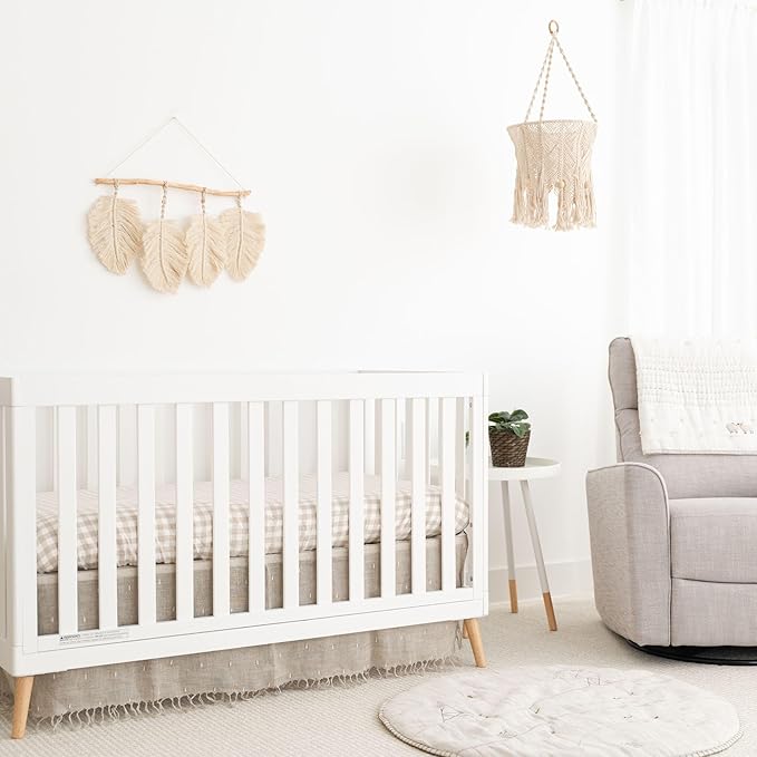 Crane Baby Macrame Ceiling Hanging, Charlie Farmhouse Nursery Mobile, Boho Baby Mobile for Crib, Baby Room Decor, Gender Neutral Nursery Decor, Handmade Decor for Baby Room