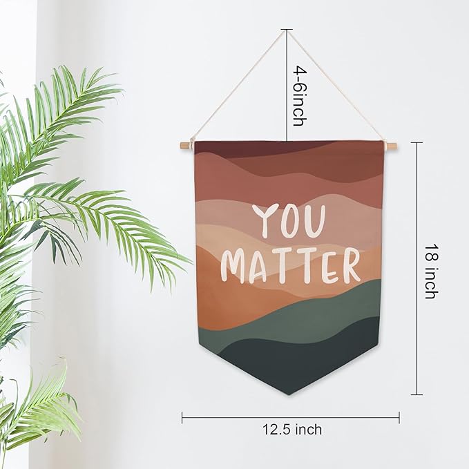 You Matter Wall Hanging Banner, Affirmations Art, Mental Health Art, School Counselor Room Decor, Psychologist Tool, Therapist Gift, Social Worker Gift, Wall Banners Gift, Linen Cotton Fabric Banners
