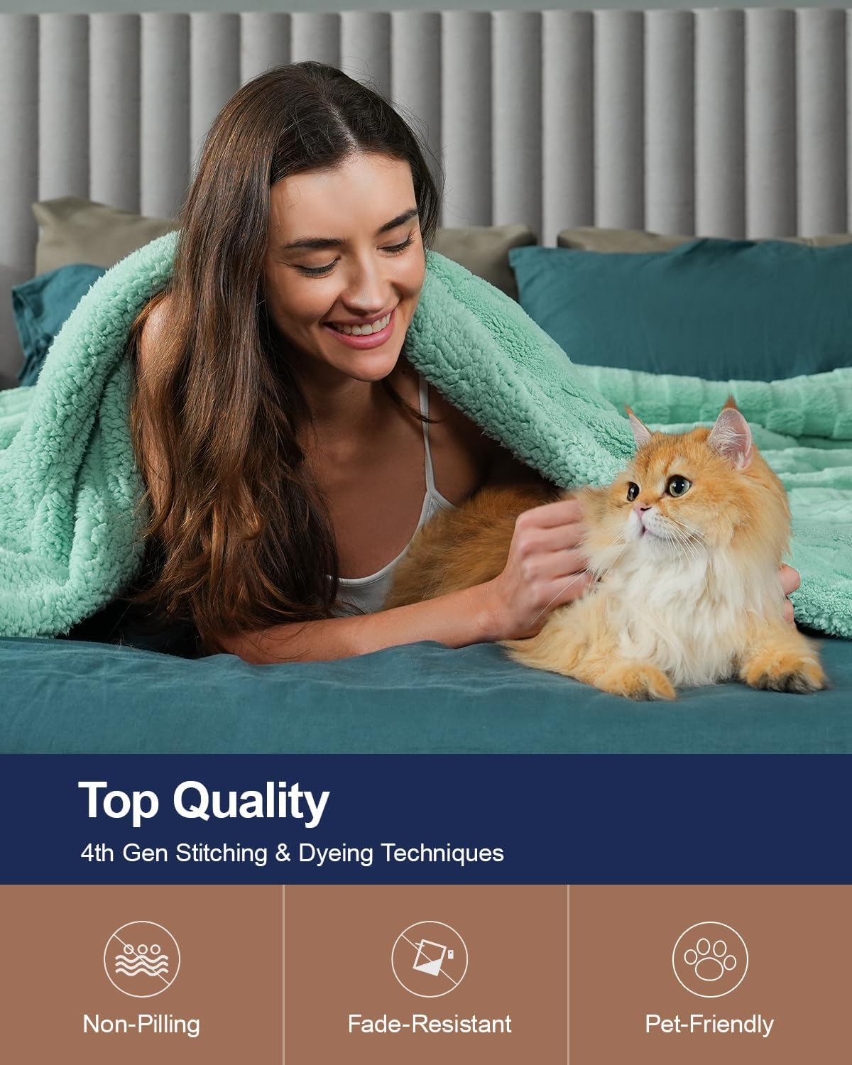 Pawque Super Soft Cozy Throw Blanket Twin Size for Couch Bed, Fluffy Sherpa Fleece Reversible Thick Warm Fuzzy Blanket for All-Season, 3D Checkered Jacquard Decorative Blankets, Sage Green, 60"x80"