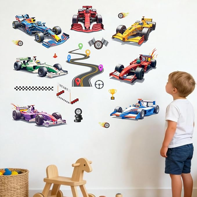 Construction Vehicle Wall Decals for Boys : Peel and Stick Easy Apply Vinyl Wall Stickers for Boys Room Kids Bedroom Decor Ages 1-12 Years