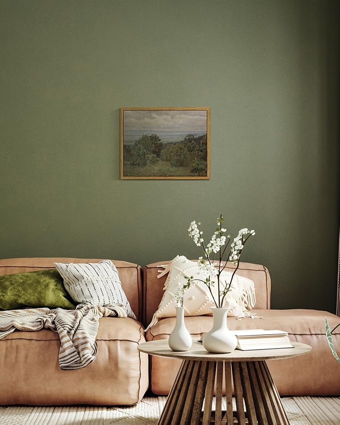 InSimSea Framed Canvas Wall Art, Vintage Landscape Art for Living Room Hallway Shelf, 10x8in, Impressionist Mountain Painting, Rustic Farmhouse Cozy Mid Century Small Nature Decor