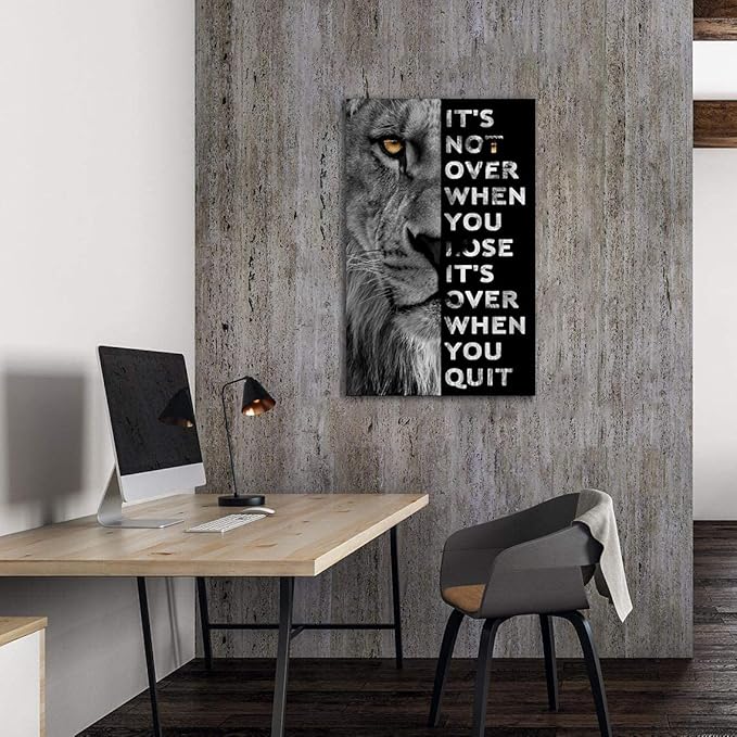 Never Give Up Motivational Print Canvas Wall Art • Success Printing Gallery Wrap • Inspirational Poster Artwork Modern Home Decor For Home,Office,Gym,Classroom Wall Decor Framed Ready to Hang