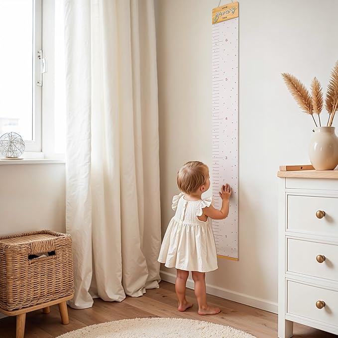 Beautiful Growth Chart for Wall - Cute Height Chart to Easily Track Your Kids' Growth and Milestones - Essential Baby and Toddler Playroom Decor That is Great for Gifting and Creates Lasting Memories