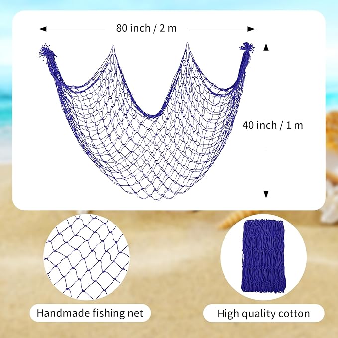 2 Pack Fish Net Decorations for Party