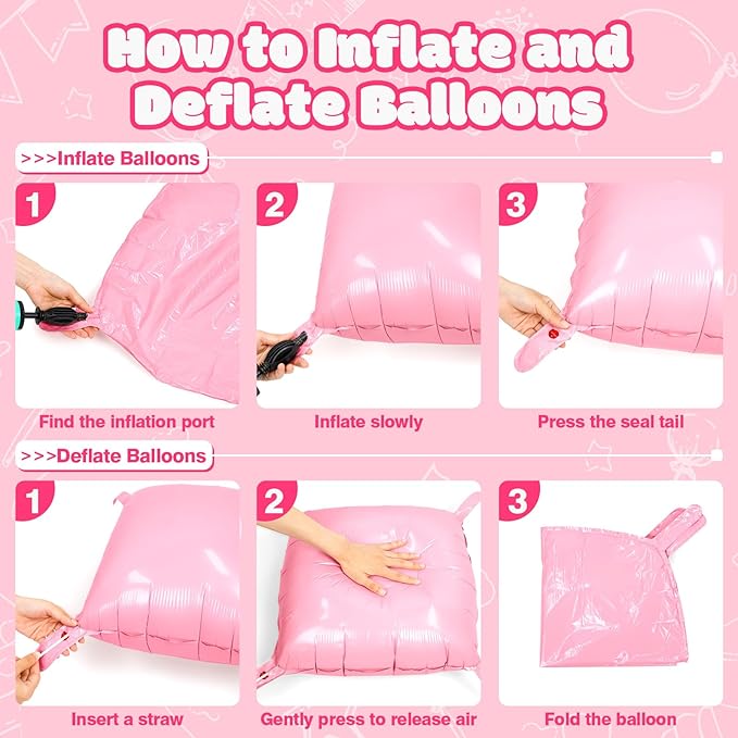 NISOCY 25PCS Pink Square Foil Balloons Wall Backdrop Double Sided Light Pink Balloon Tunnel Arch Kit for Birthday Baby Shower Gender Reveal Wedding Anniversary Valentines Easter Party Decorations