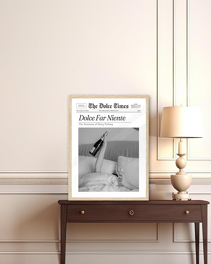 iHery Unframed Trendy NewsPaper Wall Art Prints,12x16in Canvas Wall Art Prints, New York News Print, La Dolce Vita, Italian Summer Wall Art for Living Room Home Décor 1Pack