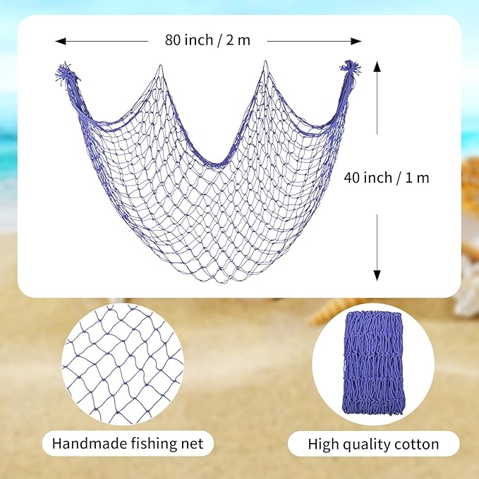 2 Pack Fish Net Decorations for Party