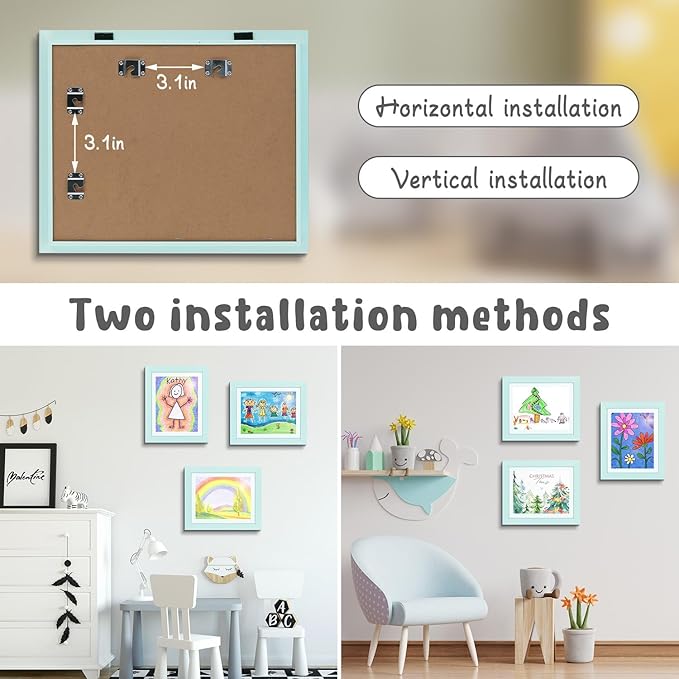 Golden State Art, 10x12.5 Kids Art Frames, Front-Opening Picture Frame Great for Kids Drawings, Artworks, Children Art Projects, Schoolwork, Home or Office (Light Blue, Set of 8)