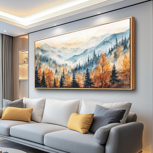 KELIYUAN Large Canvas Wall Decor For Living Room Wood Framed Wall Art For Bedroom Office Farmhouse Murals Abstract Mountain Forest ainting Wall Pictures Restaurant Modern Room Home Decor 30"X60"