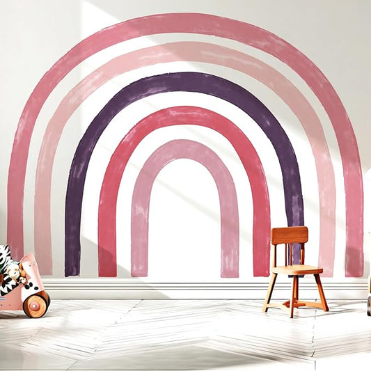 Large Boho Rainbow Wall Decals, Colorful Peel and Stick Fabric Nursery Wall Decor, Removable Home Room Wall Decor Murals Stickers for Kids Girls Toddler Bedroom Living Room Playroom