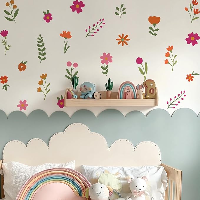 QUCHENG Boho Wall Stickers Girls Bedroom Removable Wall Decals Nursery Kids Room Decor Vinyl Murals DIY Cute Decorations 6 Sheets