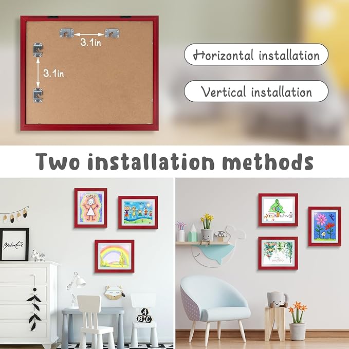Golden State Art, 10x12.5 Kids Art Frames, Front-Opening Picture Frame Great for Kids Drawings, Artworks, Children Art Projects, Schoolwork, Home or Office (Red, Set of 2)