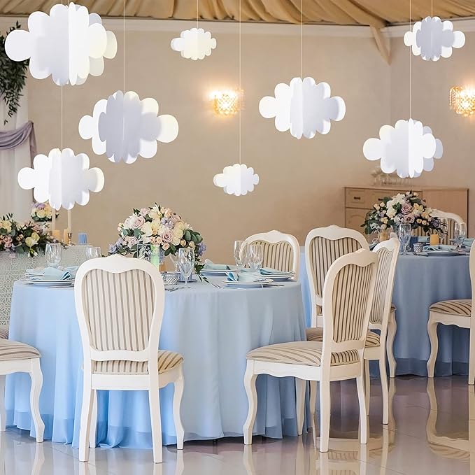8 Pcs Classroom 3D Cloud Decoration Hanging for Ceiling Party Decoration Artificial Cloud Ornament Hanging Ceiling Wall Decor for Birthday Wedding Baby Shower Nursery Children Room(Lovely,White)