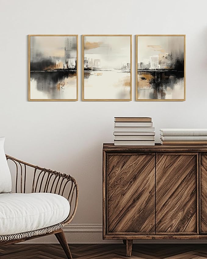 Drsoum Boho Plant Wall Art Framed Bohemian Wall Decor Abstract Geometry Artwork Hallway Bedroom Home Office Prints Ready to Hang 12x16in Natural Framed