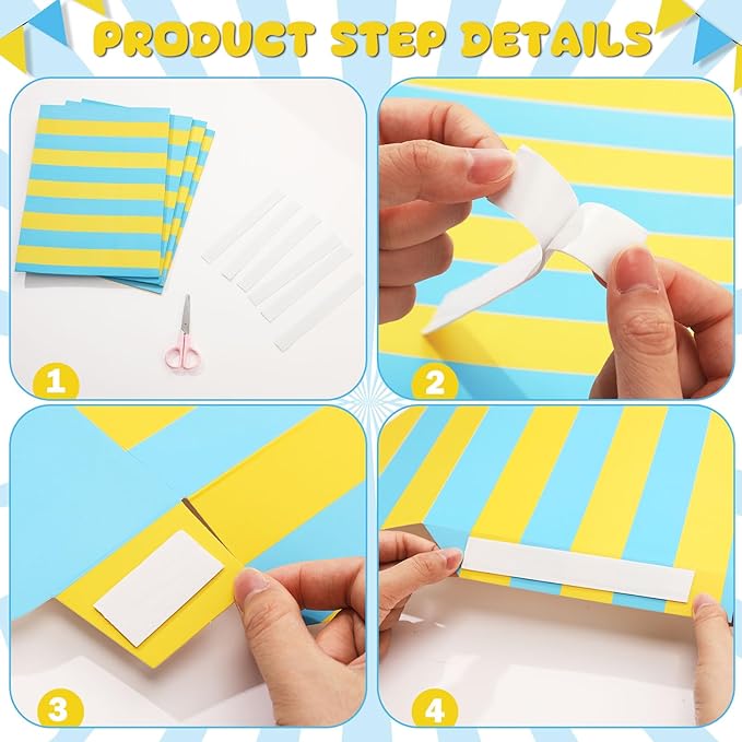 Tallew 4 Pcs 3D Circus Awning Wall Decoration Carnival Awning for Halloween Carnival Theme Party Classroom Decorations(Blue and Yellow)