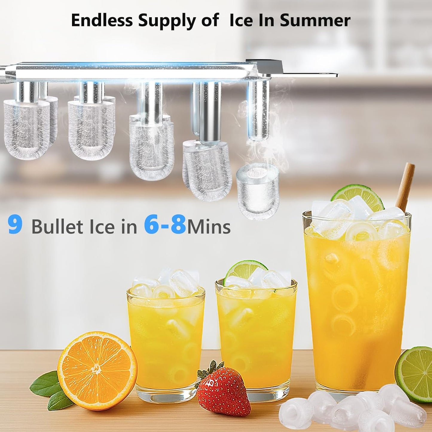 Water Dispenser with Ice Maker Function, Top Loading Hot and Cold Water Cooler for 5 Gallon Bottle - Includes Child Safety Lock - Water Machine for Home, Office, Garage - White