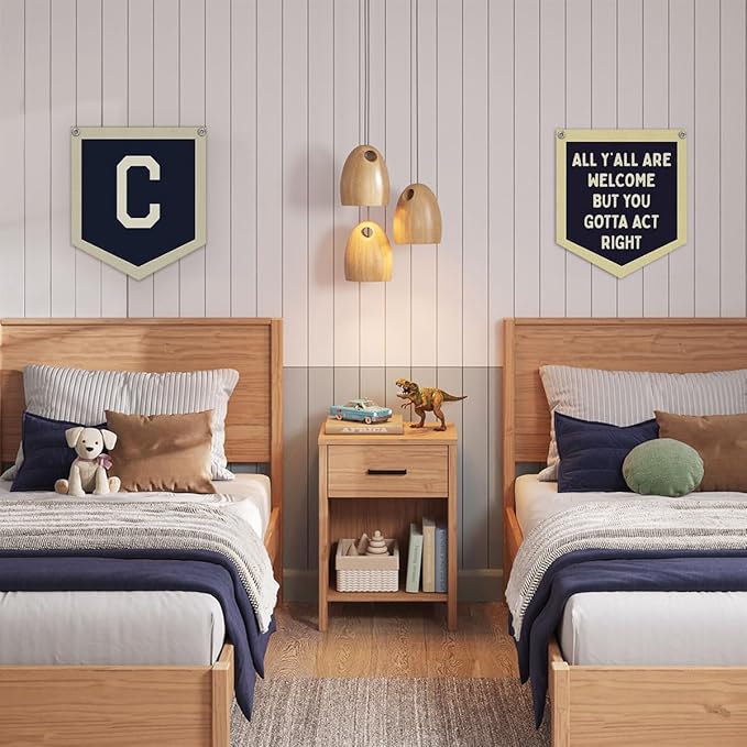 Lacama Toddler Boys Room Decor Name Pennant Flag Personalized Baby Gifts,Vintage Sports Baby Boy Nursery Wall Art,Name Sign for Toddler Bedroom Playroom Kidsroom,Baby Boy Gifts,Letter C 12x14 in
