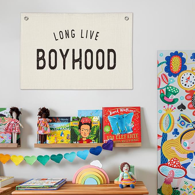 Vintage Linen Banner - Boys Room Decor for Toddler Boy Room Nursery Playroom