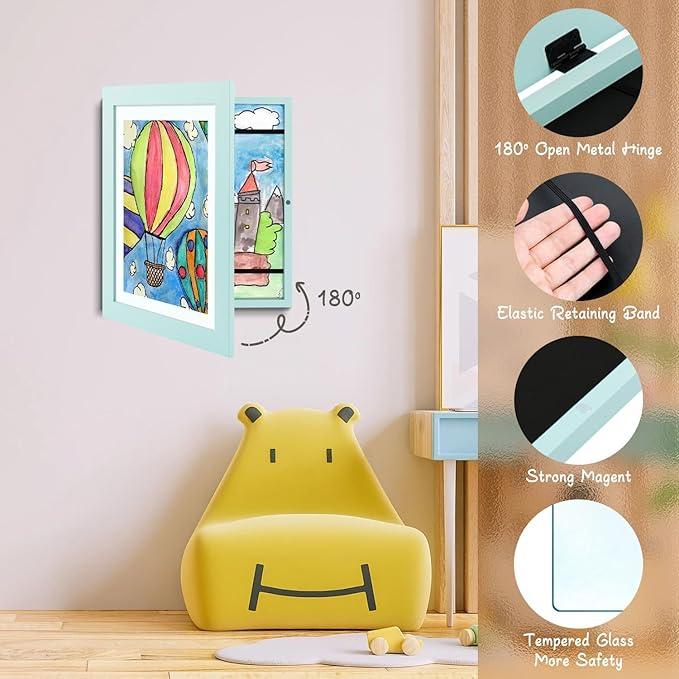 Golden State Art, 10x12.5 Kids Art Frames, Front-Opening Picture Frame Great for Kids Drawings, Artworks, Children Art Projects, Schoolwork, Home or Office (Light Blue Set of 2)