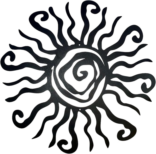 Riverside Designs Wacky Sun Metal Wall Art Indoor/Outdoor Decor - 30" Black Rust Proof Wall Sculpture - Made in USA - Ideal for Bedroom, Garden, Home, Patio and Farmhouse