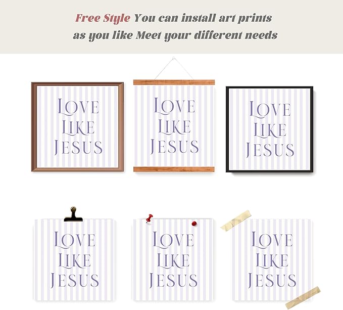 LARTSFRO Coquette Purple Bow Jesus Wall Art Decor Posters, Purple Bow Christian Room Bedroom Bathroom Dorm Wall Art Decor Aesthetic for Teen Girls Gifts, Inspirational Bible Verses Bow Wall Decor, 10x10 Inch Set of 4 Bow Pictures (UNFRAMED)