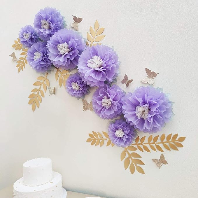 Mybbshower Paper Flower Backdrop DIY Flower Crafting Wall Decoration for Wedding Birthday Party Celebration Pack of 9