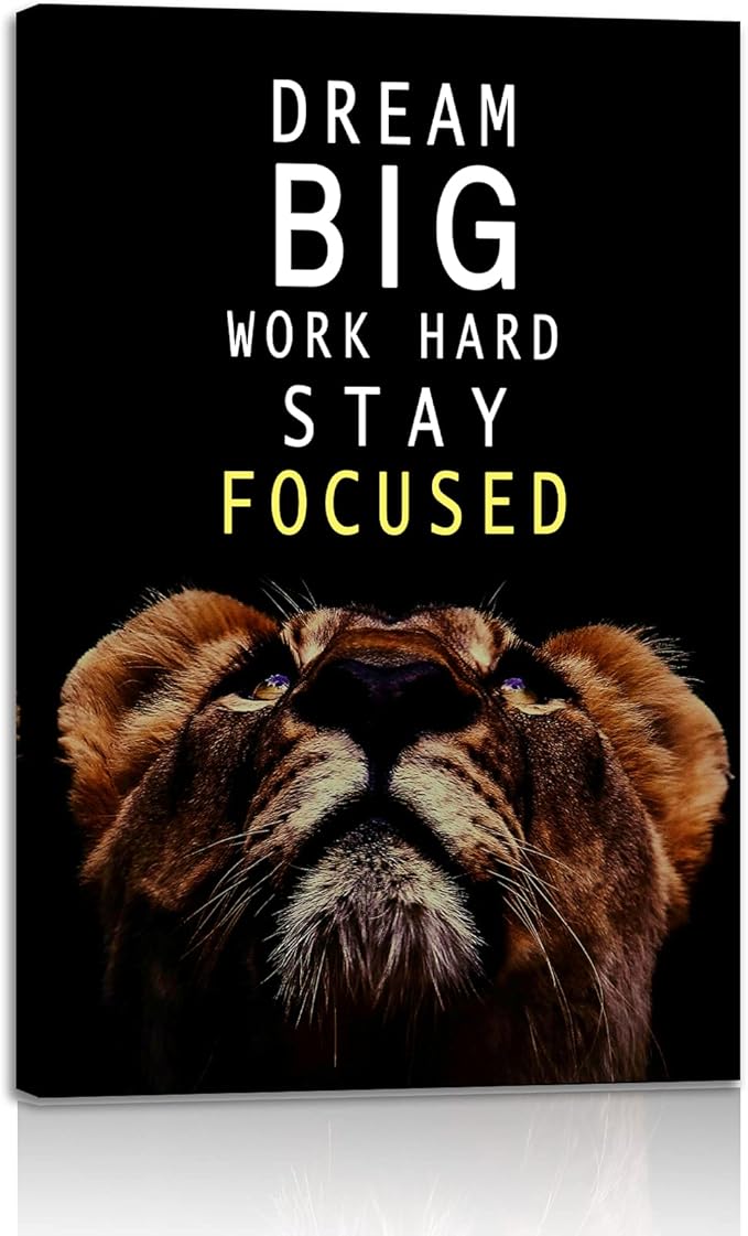 AMART SUN Dream Big and Work Hard • Motivational Print Canvas Wall Art • Inspirational Poster Artwork Modern Home Decor For Home,Office,Gym,Classroom Wall Decor Framed Ready to Hang