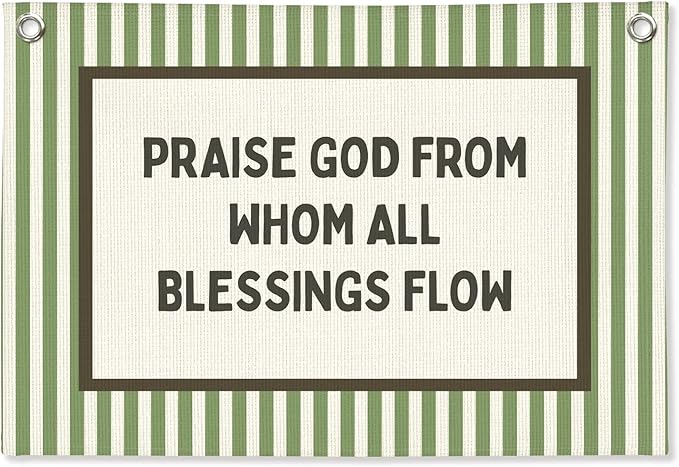 Christian Nursery Decor, Kids Room Decor Linen Canvas Banner,Green Bedroom Wall Hanging Decor for Kids Room Playroom Classroom Homeschool Art, 30x20 Inch